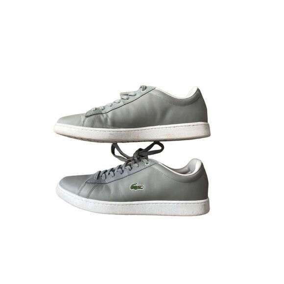 Lacoste Men's Gray Hydez Leather Padded Collar Sneakers Size 10 - Picture 5 of 16